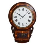 Inlaid American wall clock, having white Roman dial Condition: Some damage to the wood/inlaid