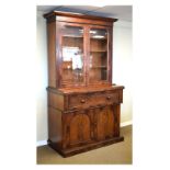 Victorian mahogany bureau bookcase, 225.5cm high x 125cm wide approx Condition: Glass appears intact