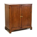 19th Century mahogany two door cupboard, 102cm x 57cm x 110cm Condition: Losses to edges of top