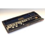 French 'Cabart a Parie' cased flute, case with Rudall Carte & Co Ltd, London label Condition: