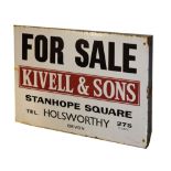 Vintage Kivell & Sons double-sided enamel 'For Sale' sign, 38cm x 51cm Condition: Both sides have