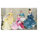 Quantity of Royal Doulton figures to include Fragrance HN2334, Ninette HN2379, etc (8) Condition: