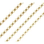 Yellow metal belcher link long chain stamped 375, 72cm long approx, 27.9g approx Condition: **Due to