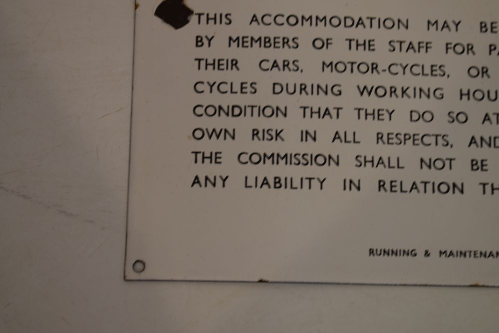 Vintage British Transport Commission enamel notice sign, 26.5cm x 30.5cm Condition: Losses to the - Image 5 of 7