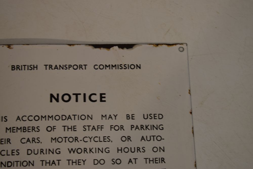 Vintage British Transport Commission enamel notice sign, 26.5cm x 30.5cm Condition: Losses to the - Image 4 of 7