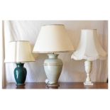 Three late 20th Century table lamps and shades Condition: Sold as spares - **Due to current lockdown