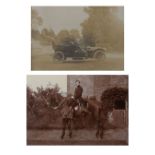 Framed photograph of a Royal Irish Regiment soldier on horseback, 14.5cm x 19.5cm, together with a