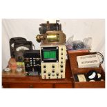 Heathkit laboratory Oscilloscope model 10-18U together with two Universal Avometers, etc