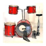 Pearl Session Elite drum kit in chrome and red finish Condition: 'Skins' appear in good order, all