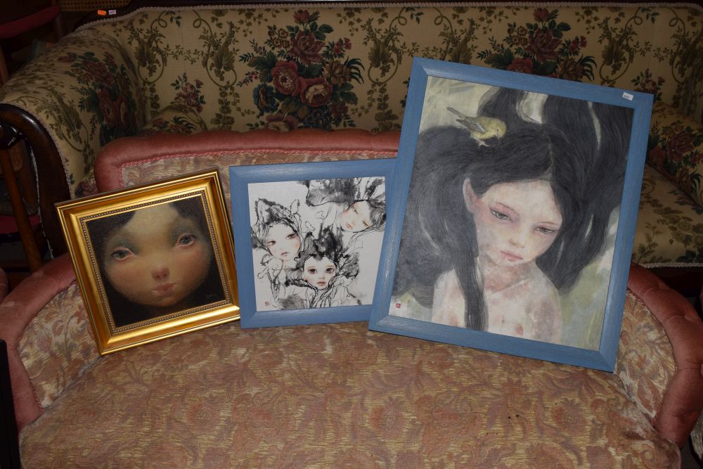 Three reproductions of Korean studies of children, 51cm x 44cm and smaller, framed Condition: ** - Image 20 of 20