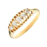18ct gold ring set five graduated diamonds, size Q½, 2.9g gross approx Condition: **Due to current