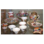 Group of mainly 19th Century Chinese Canton Famille Rose porcelain, comprising teapot, breakfast cup
