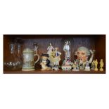 Quantity of ceramics and glass to include; Royal Doulton character jug, Continental figures, glass