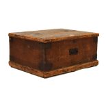 Pine tool chest with hinged lid, 68cm wide Condition: No key, finish is rather rough from wear - **