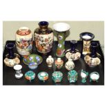 Collection of eighteen miniature vases and vessels, to include Japanese Meiji period and later, 10cm