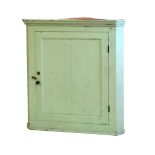 19th Century painted corner cupboard with hinged panelled door,103.5cm high Condition: Losses to the