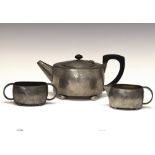 Tudric pewter three-piece tea set stamped 01536 to bases (see lots 237,239 & 240) Condition: Some