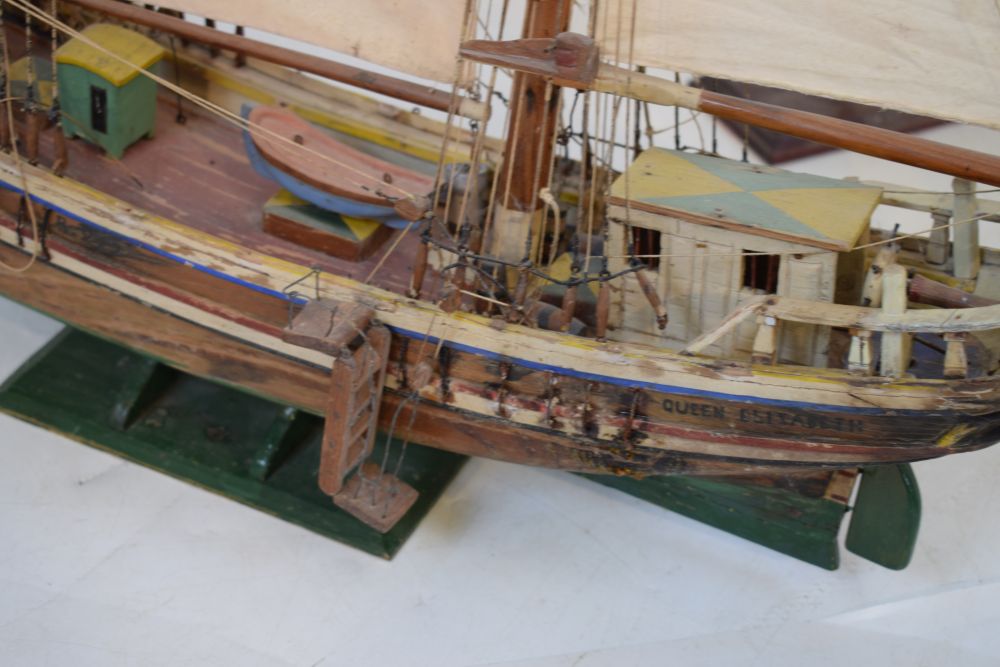 Queen Elizabeth wooden sailing boat (78cm x 92cm), together with a small model of HMS Bounty - Image 8 of 9