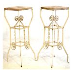 Pair of 20th Century wrought metal stands, 84cm high Condition: Numerous chips and losses to edges