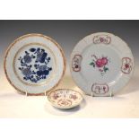 Three items of 19th Century Chinese Export pate sur pate porcelain, comprising a plate enamelled