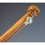 Silver-plated swagger stick, having Clifton College, Bristol crest to top, 68cm long, together