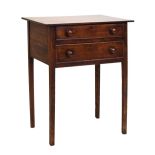 Mahogany two-drawer side table, 52cm x 34cm x 65cm Condition: Some fading and scratches to top,
