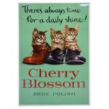 Advertising - Vintage tin 'Cherry Blossom Shoe Polish' sign, 68cm x 45cm Condition: Sign slightly