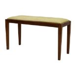 20th Century mahogany double piano stool with drop-in upholstered seat, 87cm x 33cm x 45cm