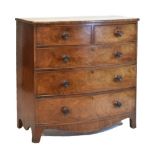 Victorian mahogany bow front chest of drawers, 105cm x 55cm x 107cm Condition: Overall fading