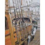 Michael R. Long - Watercolour - 'Wood, Rope and Canvas - The Matthew', signed lower right, 35.5cm