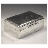 Edward VII silver table top box with hinged lid, London 1908, 14cm wide Condition: Most corners have