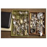 Quantity of silver plate to include; cutlery, salvers, coffee pot, apostle spoons etc Condition: All