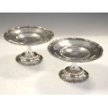 Pair of Edward VII silver pedestal dishes, London 1909, 11.5cm diameter, 190g approx Condition: