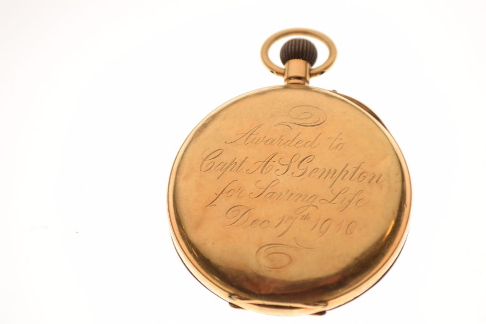 18ct gold open-faced pocket watch, white Roman dial with subsidiary at VI, 86.8g approx Condition: - Image 7 of 11