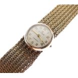 Cyma - Lady's 9ct gold wristwatch, Arabic dial marked 'Cymaflex', mesh bracelet strap, 25g gross