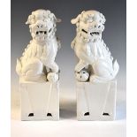 Pair of Chinese blanc de chine Dogs of Fo, 31cm high Condition: Ceramics & Glass/Oriental - We