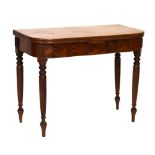 Early 19th Century inlaid mahogany fold-over card table, 97cm x 47cm x 74cm Condition: Overall