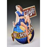 Advertising - Reproduction 'Schlitz' tin sign, 56cm high Condition: Some staining the front, light