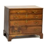 Georgian crossbanded oak and mahogany chest of drawers, 93cm x 46cm x 82cm Condition: Significant