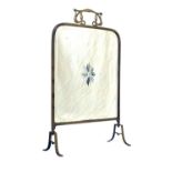 Early 20th Century Art Nouveau brass firescreen with etched mirror insert, 50cm wide x 80cm high