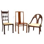 Modern Chinese hardwood occasional chair, Art Nouveau parlour chair and reproduction cane-seated