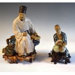 Two Chinese ceramic figures of scholars in antique style, 25cm and smaller Condition: Ceramics &