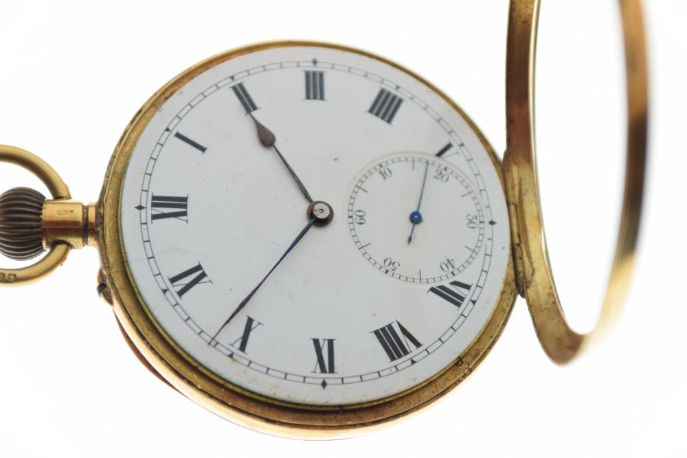 18ct gold open-faced pocket watch, white Roman dial with subsidiary at VI, 86.8g approx Condition: - Image 6 of 11