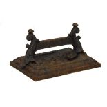 Late 19th/early 20th Century black painted cast iron boot scraper, 36cm wide Condition: General rust