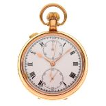 20th Century gold-plated open face pocket watch, white Roman dial with subsidiaries at XII and VI