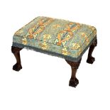 Reproduction Georgian upholstered footstool, 52cm x 41cm x 32cm Condition: Chips and losses to