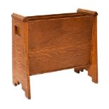 Art Deco style oak and plywood magazine rack, 47cm x 20cm x 43cm Condition: Some warping and