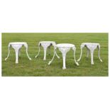 Set of four modern aluminium white painted garden seats/chairs converted to stools/plantstands