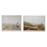 Two early 19th Century Indian hunting prints 'Hunting a Hog Deer' and 'Driving Elephants Into A