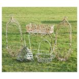 Quantity of modern wirework garden planters to include; hanging baskets, etc (5) Condition: Some